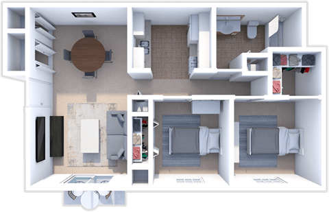 2 bedroom, 1 bath Douglas floor plan at Ashton Pines apartments